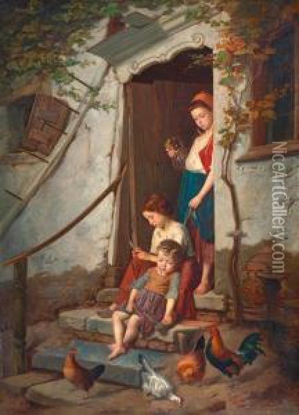 The Farm Children Oil Painting - Theodore Gerard