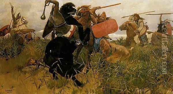 Fight of Scythians and Slavs Oil Painting - Viktor Vasnetsov