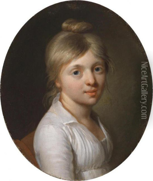 Portrait Of The Young Comtesse De Bernes De Longvilliers Oil Painting - Louis Leopold Boilly