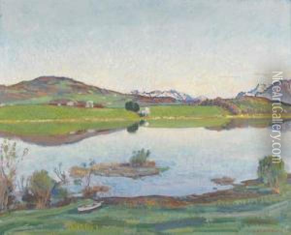 Lac De Bret, Soir Oil Painting - Charles L'Eplattenier