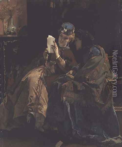 Reading the Letter Oil Painting - Alfred-Emile-Leopole Stevens