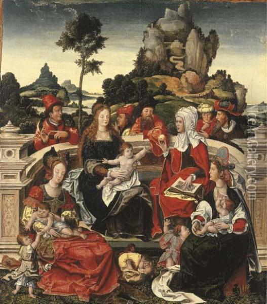 The Holy Kinship Oil Painting - Barend Van Orley