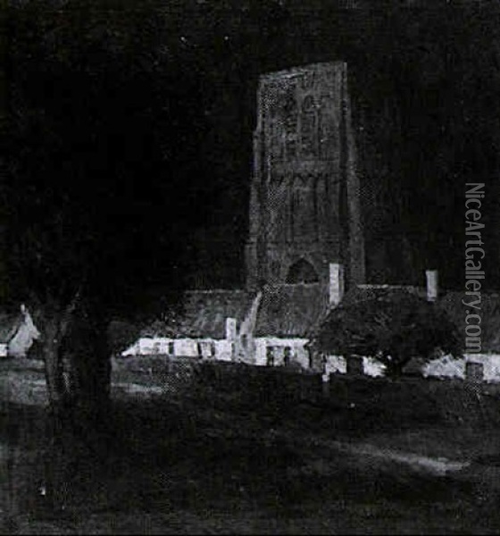 Flemish Village At Night Oil Painting - Charles Warren Eaton
