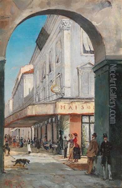 Cafe Manson Doree In Nice Oil Painting - Edward Louis Anthony Parrini