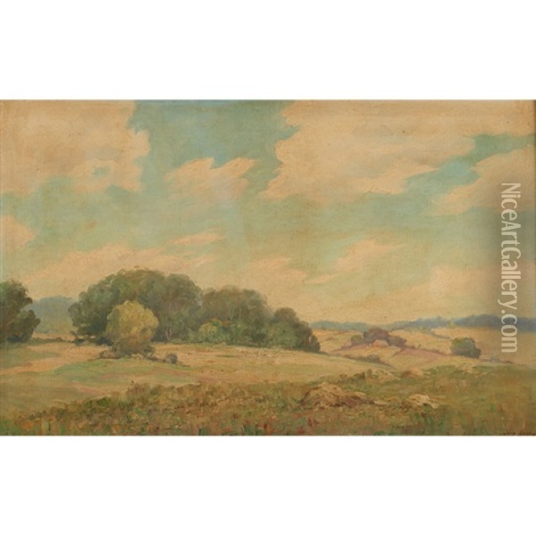 Landscape With Distant Barn Oil Painting - Jess Hobby
