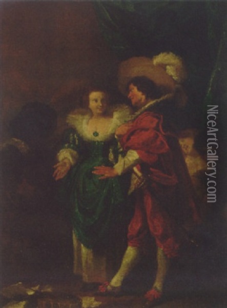 Elegant Figures With A Lute Player Oil Painting - Johann Liss