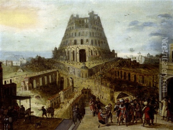La Tour De Babel Oil Painting - Hendrick van Cleve III
