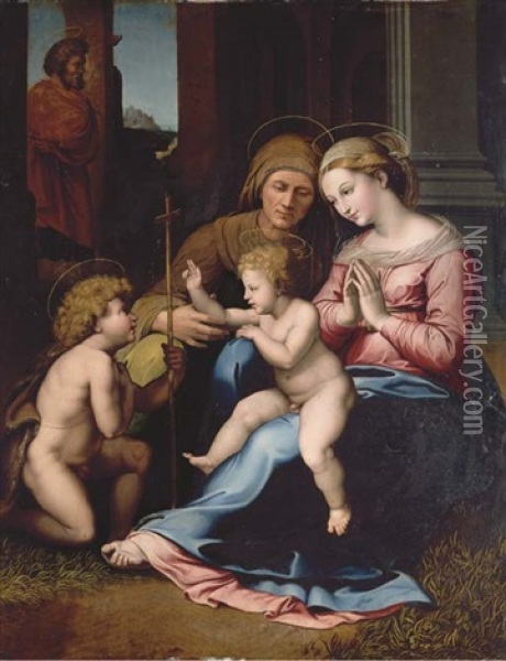 The Holy Family With The Infant Saint John The Baptist And Saint Elizabeth Oil Painting - Leonardo Grazia