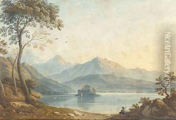 Kilchurn Castle, Loch Awe Oil Painting - John Varley