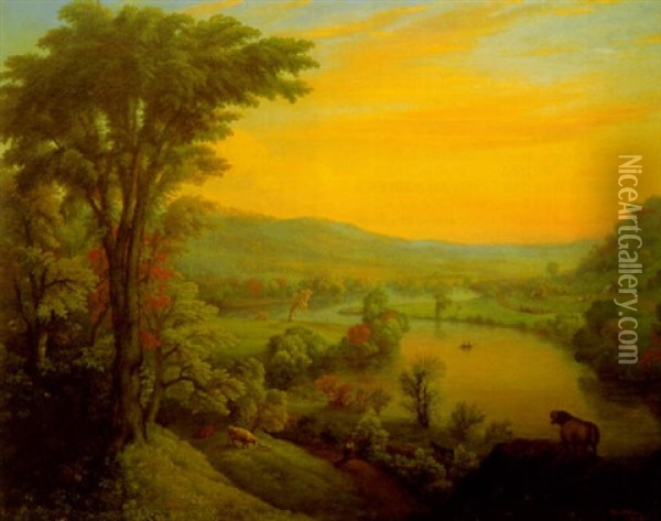 View Of The Mohawk Near Little Falls Oil Painting - Mannevillette Elihu Dearing Brown