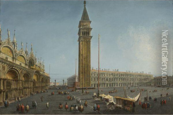 The Piazza San Marco, Venice, From The Torre Dell'orologio Oil Painting - Michele Marieschi