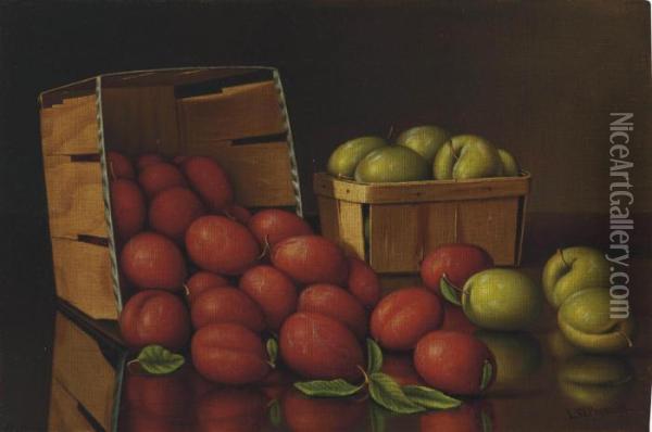 Still Life With Plums Oil Painting - Levi Wells Prentice