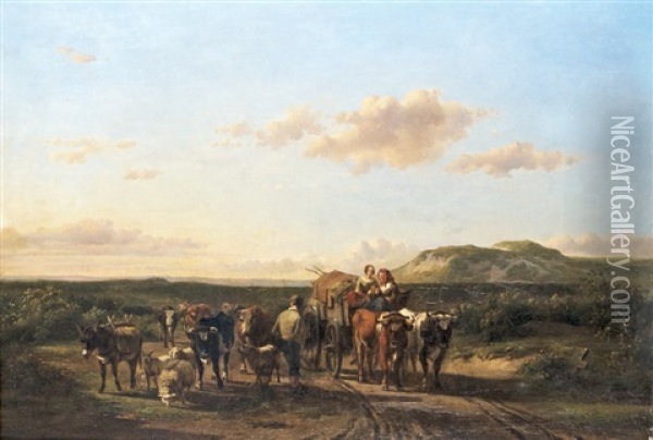 Shepherds On The Hill Oil Painting - Simon Van Den Berg