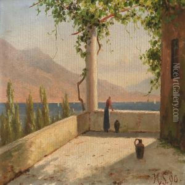 Landscapes From Lago Magiore Andcomo Lake Oil Painting - Harald Peter W. Schumacher