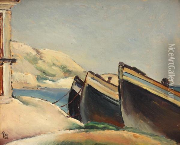 Boats At Balcik Oil Painting - Ion Theodorescu Sion