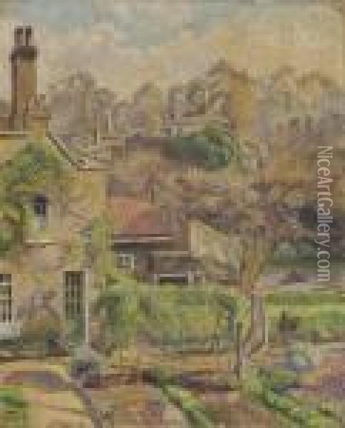 The Brook, Sunny Weather Oil Painting - Lucien Pissarro