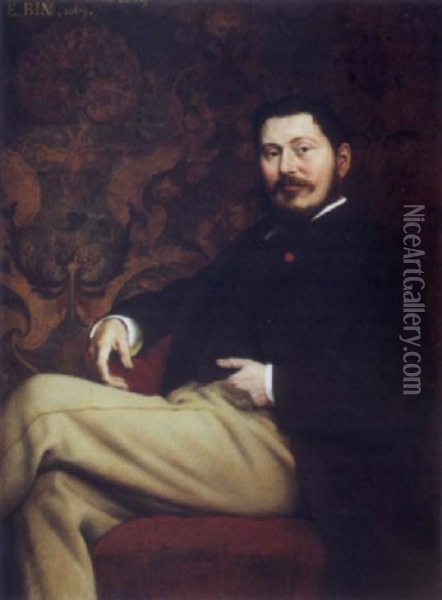 Portrait De Monsieur J. Savoy Oil Painting - Emile Jean Baptiste Philippe Bin