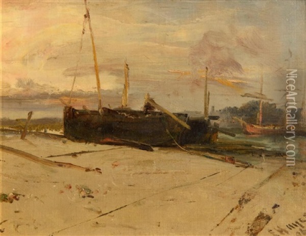 Harbour Scene Oil Painting - Edwin Hayes