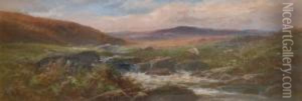 Fishing A Dartmoor Stream Oil Painting - George Henry Jenkins