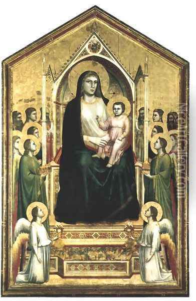 Madonna Enthroned (All Saints' Altarpiece) Oil Painting - Giotto Di Bondone