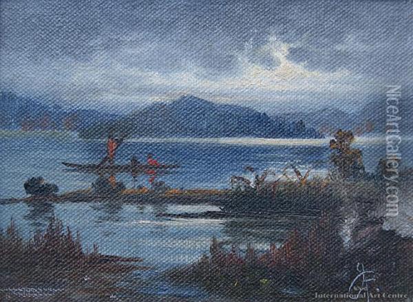 Mokia Island, Rotorua Oil Painting - John Douglas Perrett