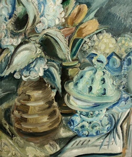 Hortensien Und Tulpen Oil Painting - Paul Kleinschmidt