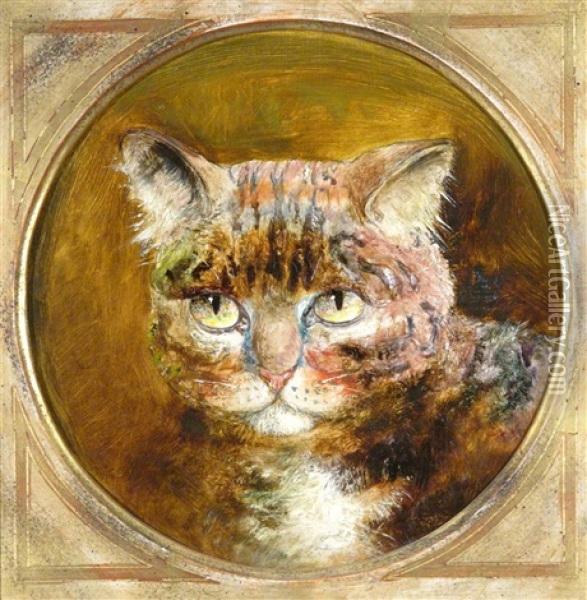 Study Of A Cat Oil Painting - William Huggins