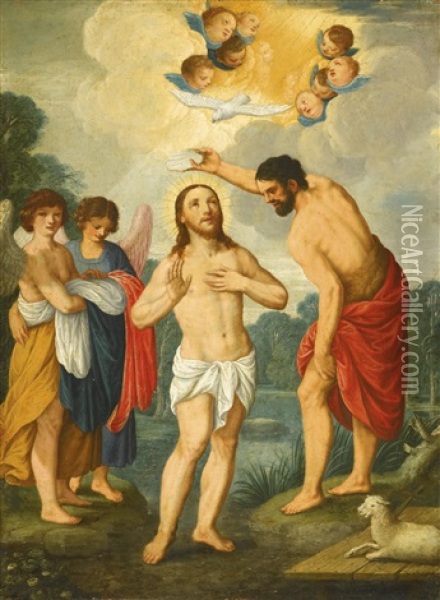 The Baptism Of Christ Oil Painting - Johann (Hans) Konig