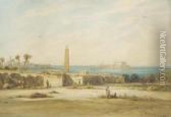 Cleopatra's Obelisk, Alexandria Oil Painting - Eduard Hildebrandt