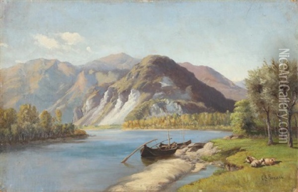 Lago D'idro Oil Painting - Giovanni Battista Ferrari
