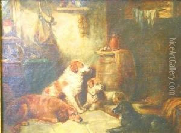 Batt, Attrib. - Dogsafter The Hunt Oil Painting - Arthur Batt
