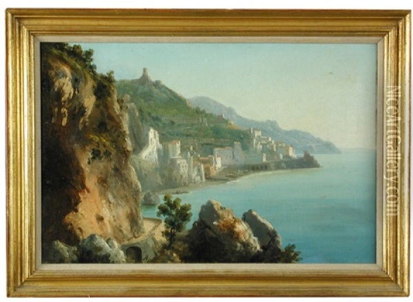 A View Of Amalfi From The Positano Road Oil Painting - George Jones