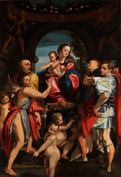 Madonna Con Bambino Nel Conversazione Dei Santi Oil Painting -  Correggio