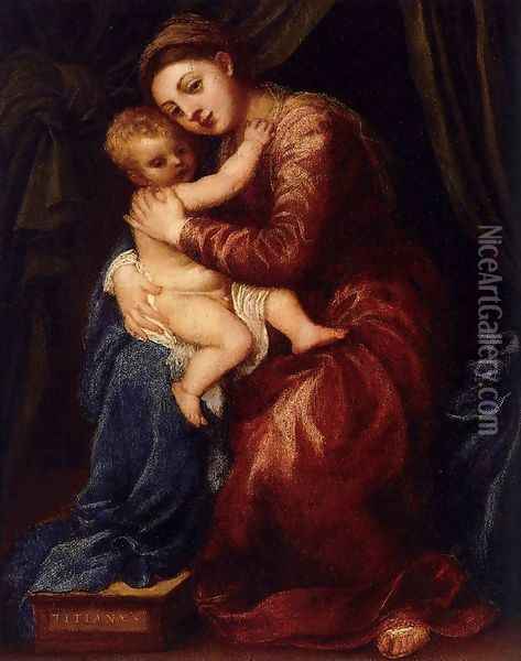 Virgin and Child Oil Painting - Tiziano Vecellio (Titian)