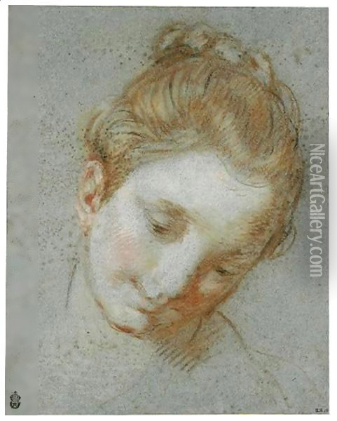 The Head Of A Woman Oil Painting - Alessandro di Agostino Casolani