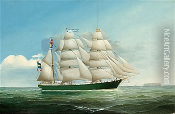 "suez" Utanfor Gotlands Kust Oil Painting - Peter Christian Holm and Heinrich A. S. Petersen