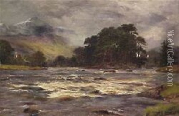 River Scene Oil Painting - Louis Bosworth Hurt