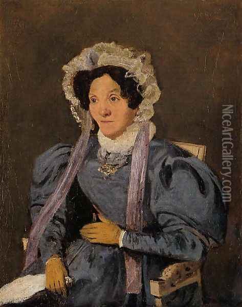 Madame Corot, the Artist's Mother, Born Marie-Francoise Oberson Oil Painting - Jean-Baptiste-Camille Corot