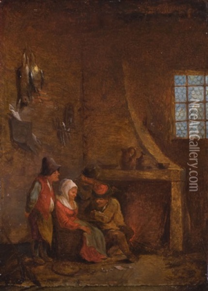 Bauernfamilie Am Kamin Oil Painting - Pieter Cornelisz van Egmont