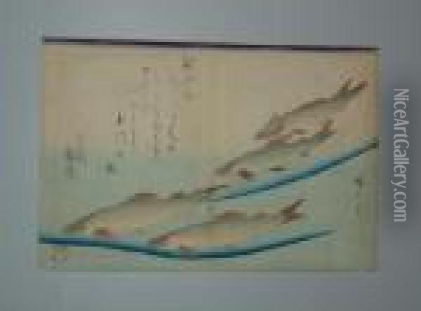 Serie Des Poissons Oil Painting - Utagawa or Ando Hiroshige