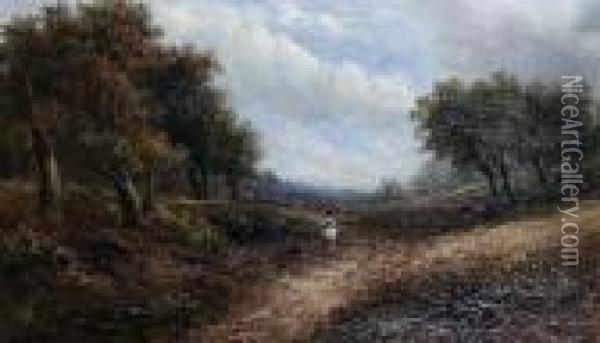 Horse Rider On A Wooded Track Oil Painting - Joseph Thors