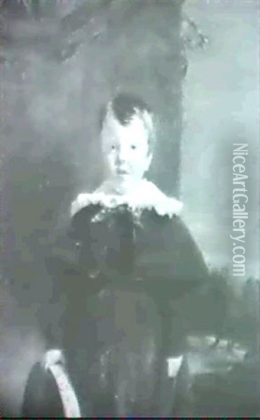 Portrait Of A Young Boy, Standing Half Lenght Oil Painting - Margaret Sarah Carpenter