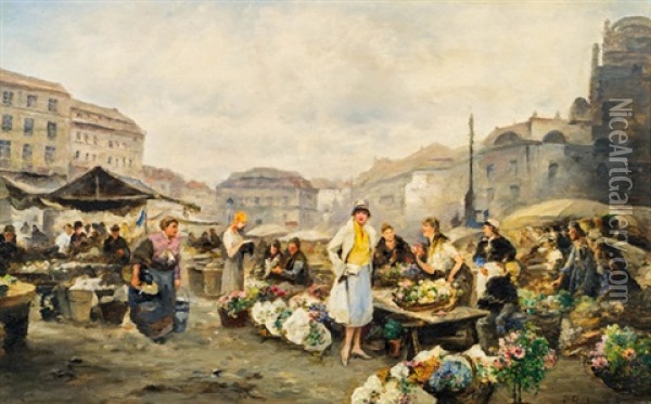 Markt Am Hof In Wien Oil Painting - Emil Barbarini