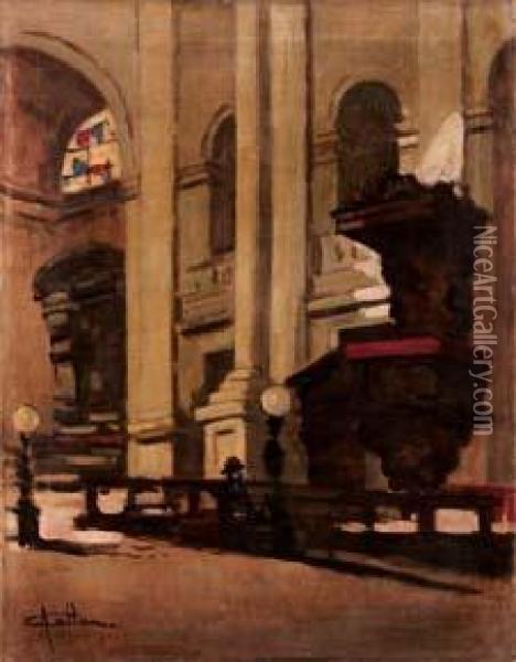 Interno Di Chiesa Oil Painting - Achille Cattaneo