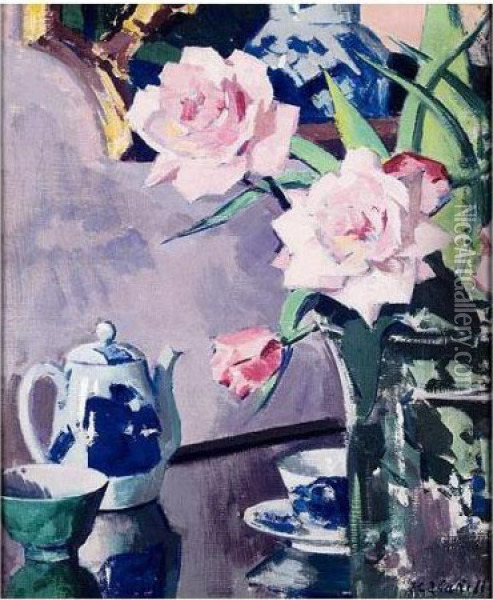 Roses Oil Painting - Francis Campbell Boileau Cadell