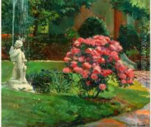 Fontaine De Jardin Oil Painting - Paul Charles Chocarne-Moreau