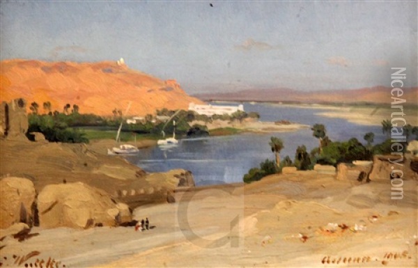 Aswan Oil Painting - Carl Wuttke