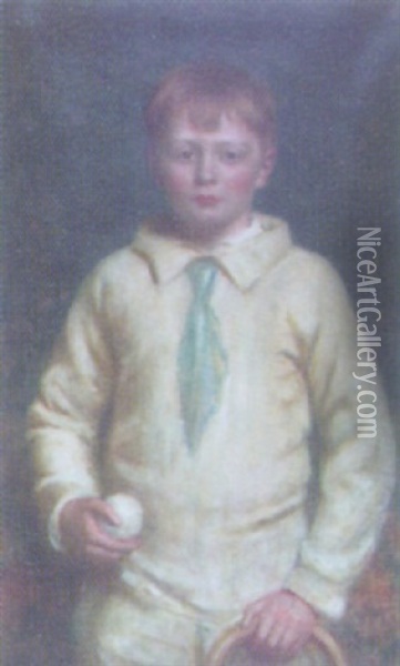 Portrait Of Albert Hugh Dudley Tyas Aged About 7 Oil Painting - Hugh de Twenebrokes Glazebrook