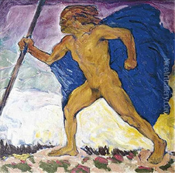Der Wanderer (wotan) Oil Painting - Koloman (Kolo) Moser