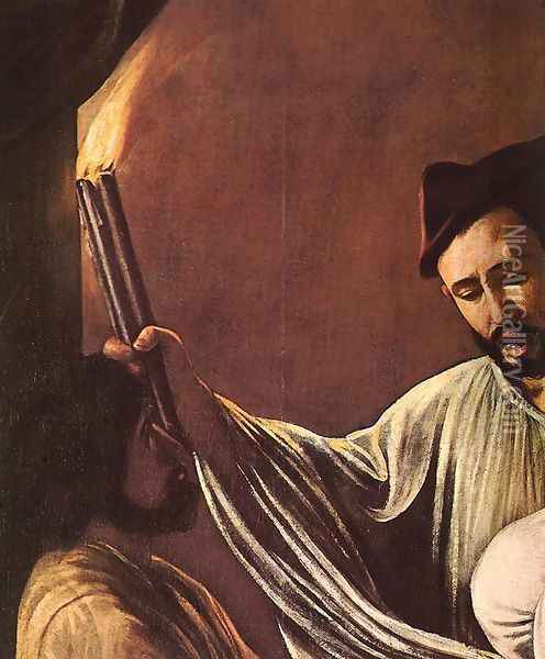 The Seven Acts of Mercy (detail 1) 1607 Oil Painting - Caravaggio
